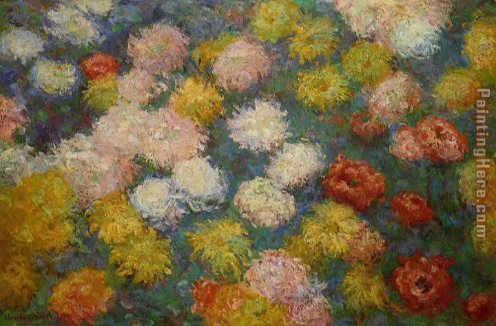 Chrysanthemums 3 painting - Claude Monet Chrysanthemums 3 art painting